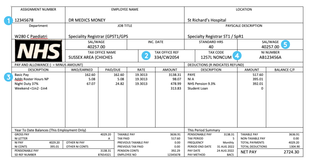 NHS payslip